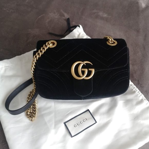 GUCCI Black Velvet Mini Marmont 2.0 Bag - Picture 13 of 15